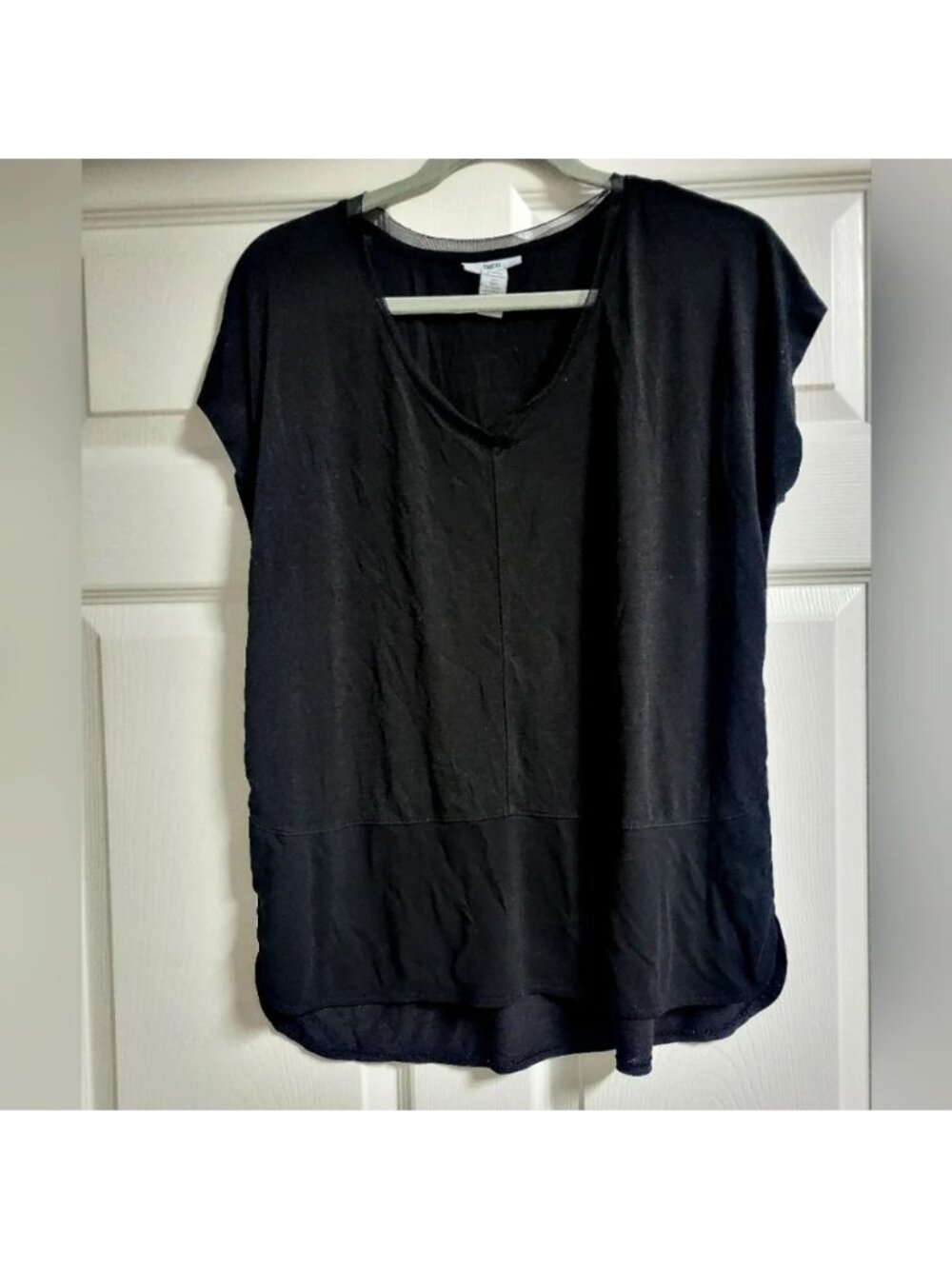 Bar III - Black Athletic Top with Mesh Trim, Size M